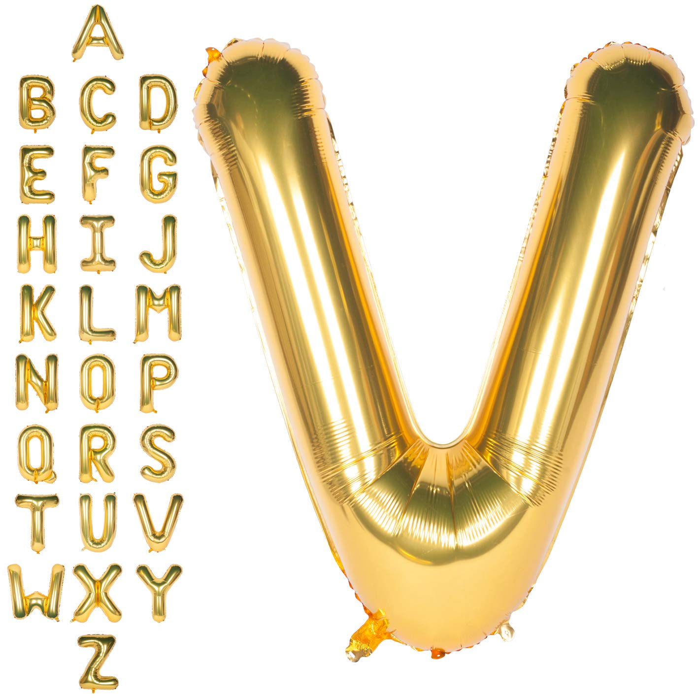 40 Inch Gold Letter Balloon Large Letter V Balloon Foil Helium Alphabet Balloons Gold Birthday Party Anniversary Wedding Graduation Ceremony Decoration (Gold Letter V) — image 1