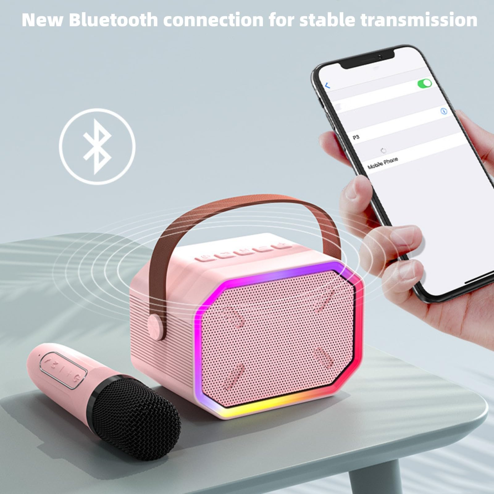 Zabawki do karaoke dla chłopców i dziewcząt z mikrofonem 1/2, przenośna maszyna do karaoke ze światłem LED, głośnik Bluetooth z bezprzewodowymi mikrofonami, prezenty dla dzieci i dorosłych, domowe