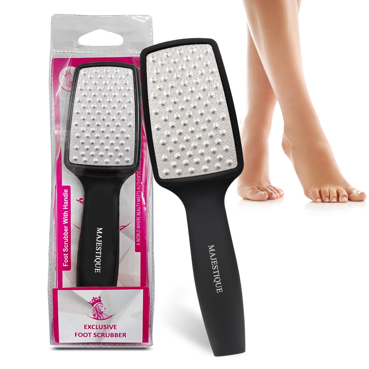 MAJESTIQUE Pedicure Foot File | Professional Callus Remover | Skin Scrubber for Dead Skin | Leg Cleaning Products | No Risk of Injury | Laser-Cut Stainless Steel Scrubber | Multi-Usage - Color May Vary-image-12
