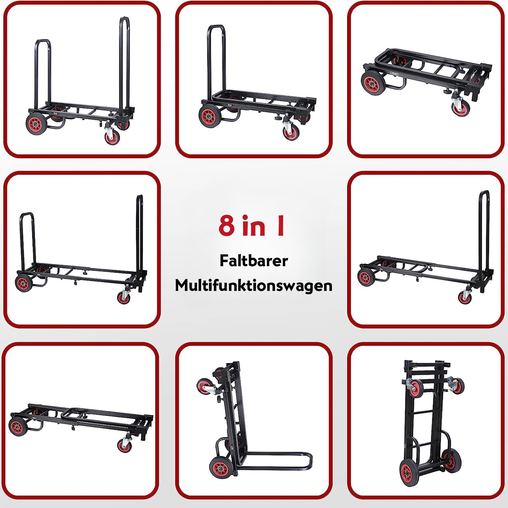 Pyle Transportwagen Klappbar, Plattformwagen mit R-Trac-Rädern & Bremse & Rutschfester Fläche, Bis 90Kg, Ideal für Lieferung, DJ Equipment, PA Lautsprecher, Mischpulte & Events