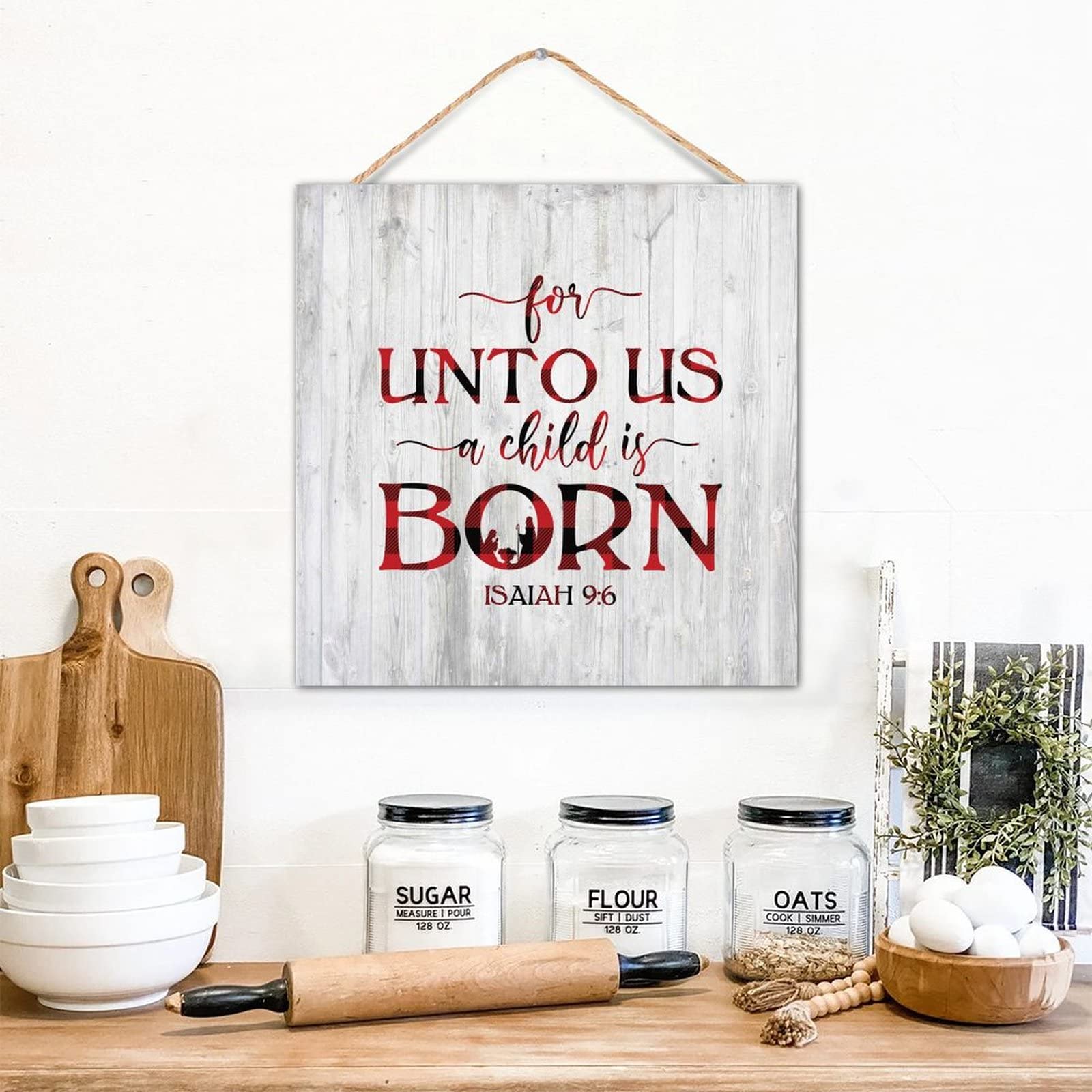 Plaque murale décorative bois Isaiah 9:6 chambre bébé