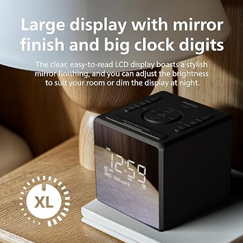 PHILIPS TAR4600 Dual Alarm DAB/FM Clock Radio with USB-C Charging Port