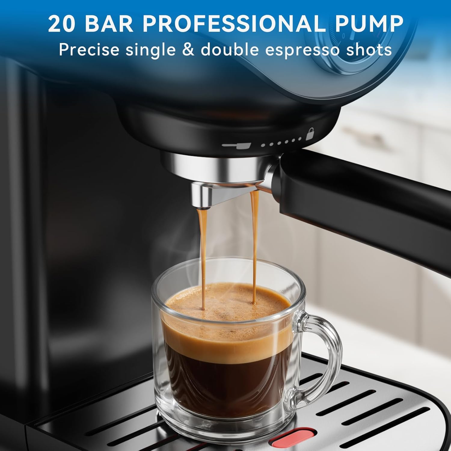 xixubx espresso machine, 20 bar pump temperature control, compact espresso maker with steam milk frother, professional coffee makers for home, cappuccino latte machine, gifts for coffee lover black