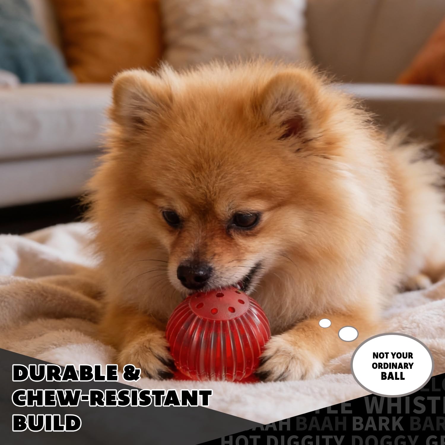 Pet Qwerks Blinky Babble Ball - Juguete Interactivo para Masticar para Perros, Mediano