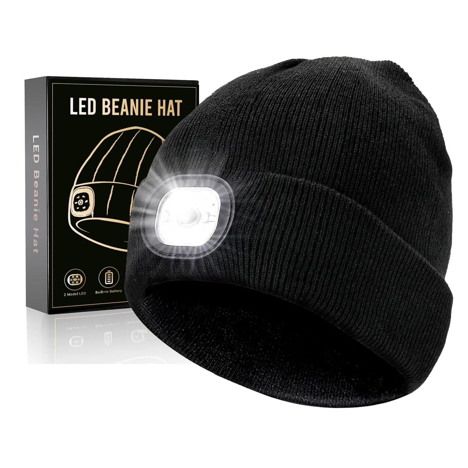 LED Beanie with Flashlight, Stocking Stuffers for Adults Men, White Elephant Gifts for Adults, Christmas Gifts for Men Women, Dad Gifts for Men Who Have Everything, Gifts for Dad, Him, Husband