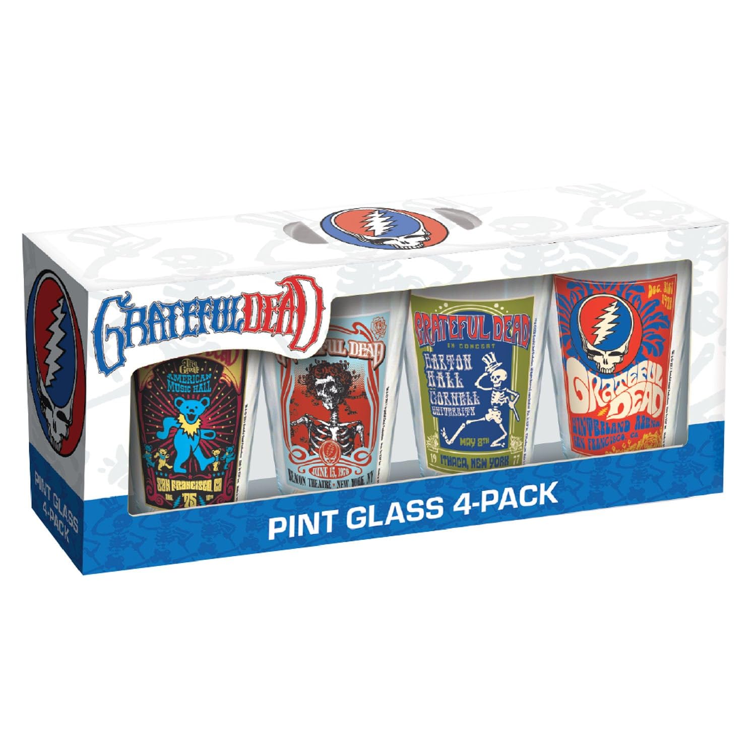 iCup Inc Grateful Dead Tour Pint Glasses (Pack of 4)