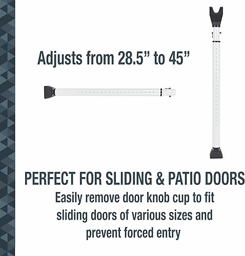 Miniatura 5 de SABRE Barra de seguridad ajustable 2 en 1, barra de tope de puerta que se fija a la perilla de la puerta, agarre fuerte a prueba de arañazos,