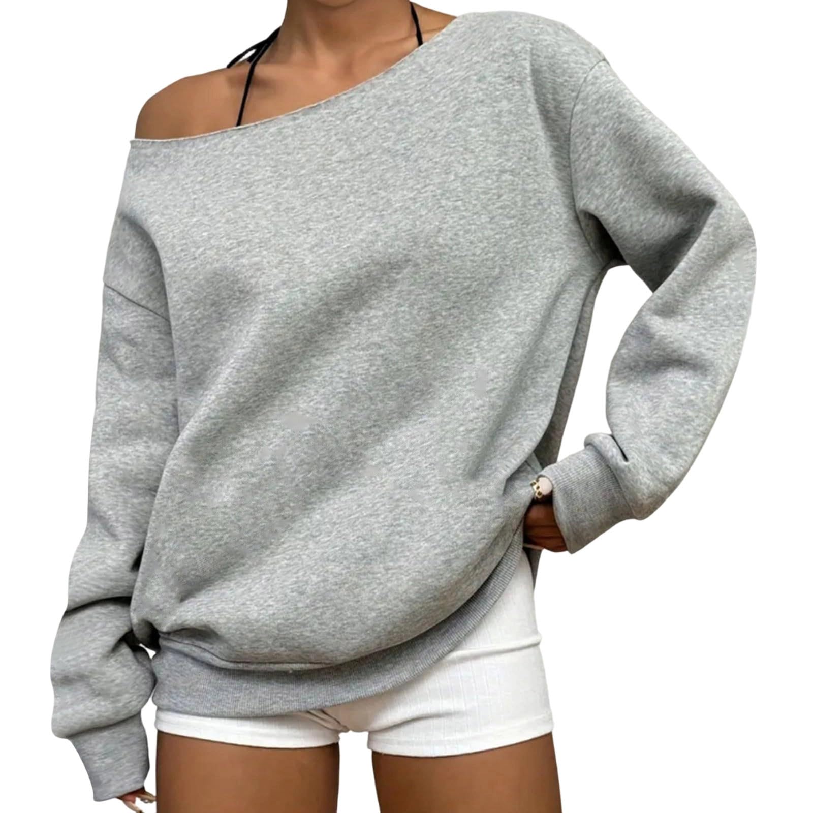 Women's Off The Shoulder Sweatshirts Fall Winter Streetwear Cosy Pullover