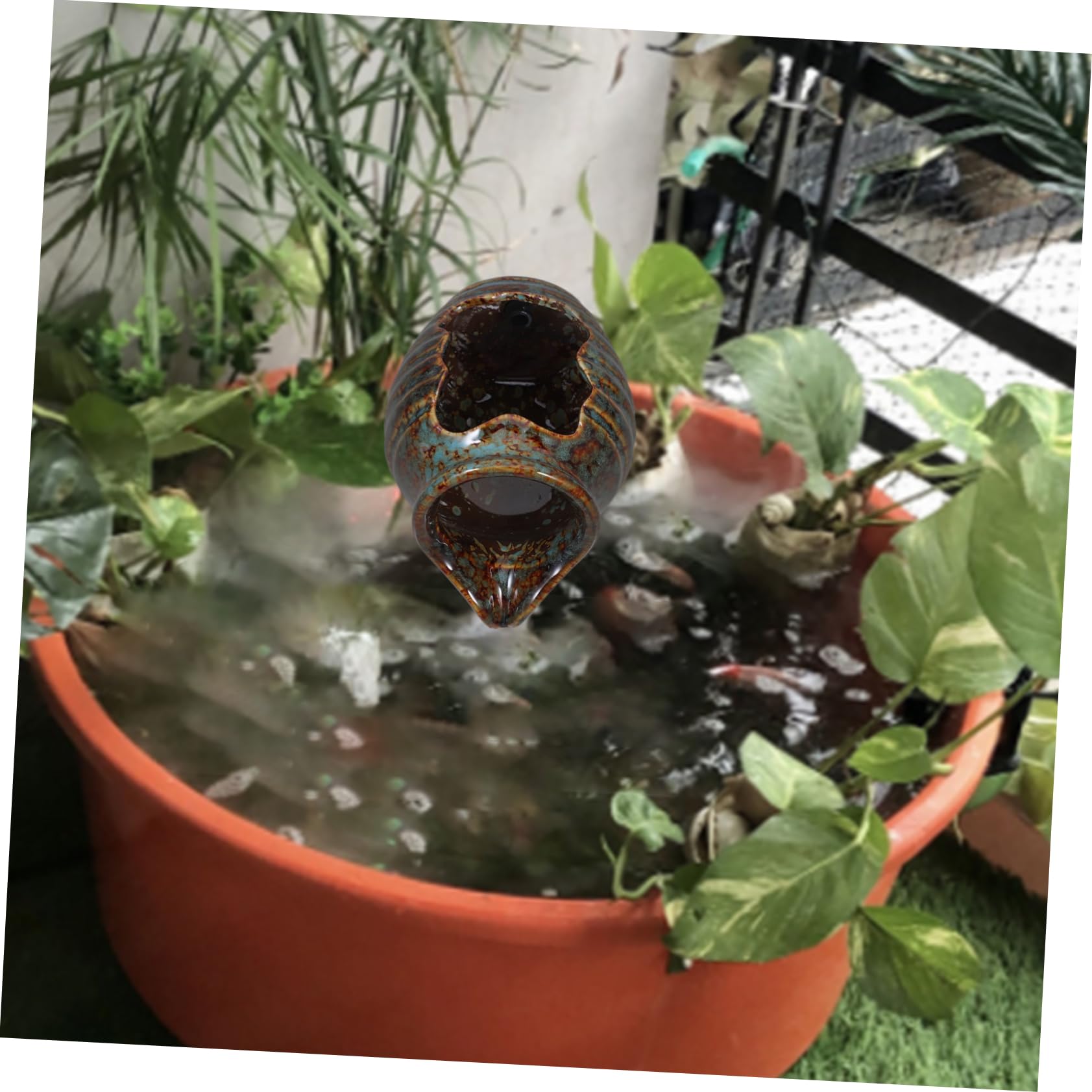 Parliky Decorative Waterfall Jar Ceramic Fountain for Use for Tranquil Water Gardens Easy Operation for Home and Garden Landscapes for Balconies