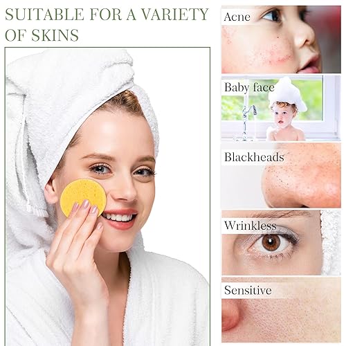 Vista 14 de Sieral 120 esponjas faciales comprimidas, esponjas faciales naturales desechables, almohadillas redondas suaves con recipiente para lavar la cara