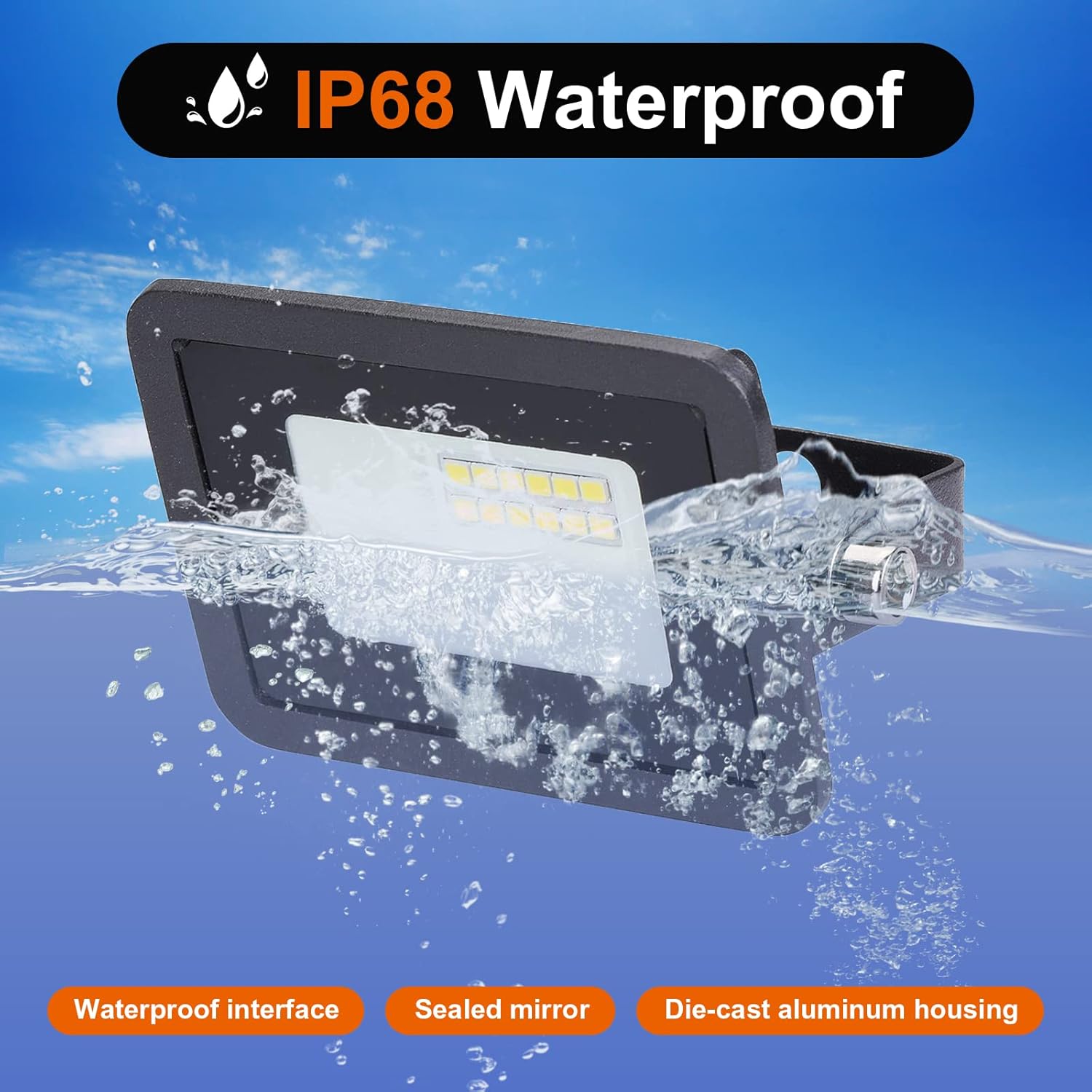 MIWAT 5Pack 10W Daylight LED Flood Light Outdoor, LED Work Light, Plug and Play, Waterproof Outdoor Floodlights for Yard, Garden, Playground 3x2