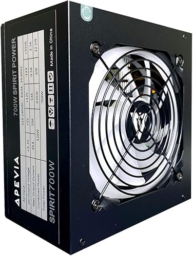 Miniatura 2 de Apevia ATX-SR700W Spirit ATX Fuente de alimentación con ventilador LED blanco de 4.724 in controlado automáticamente térmicamente, interruptor de
