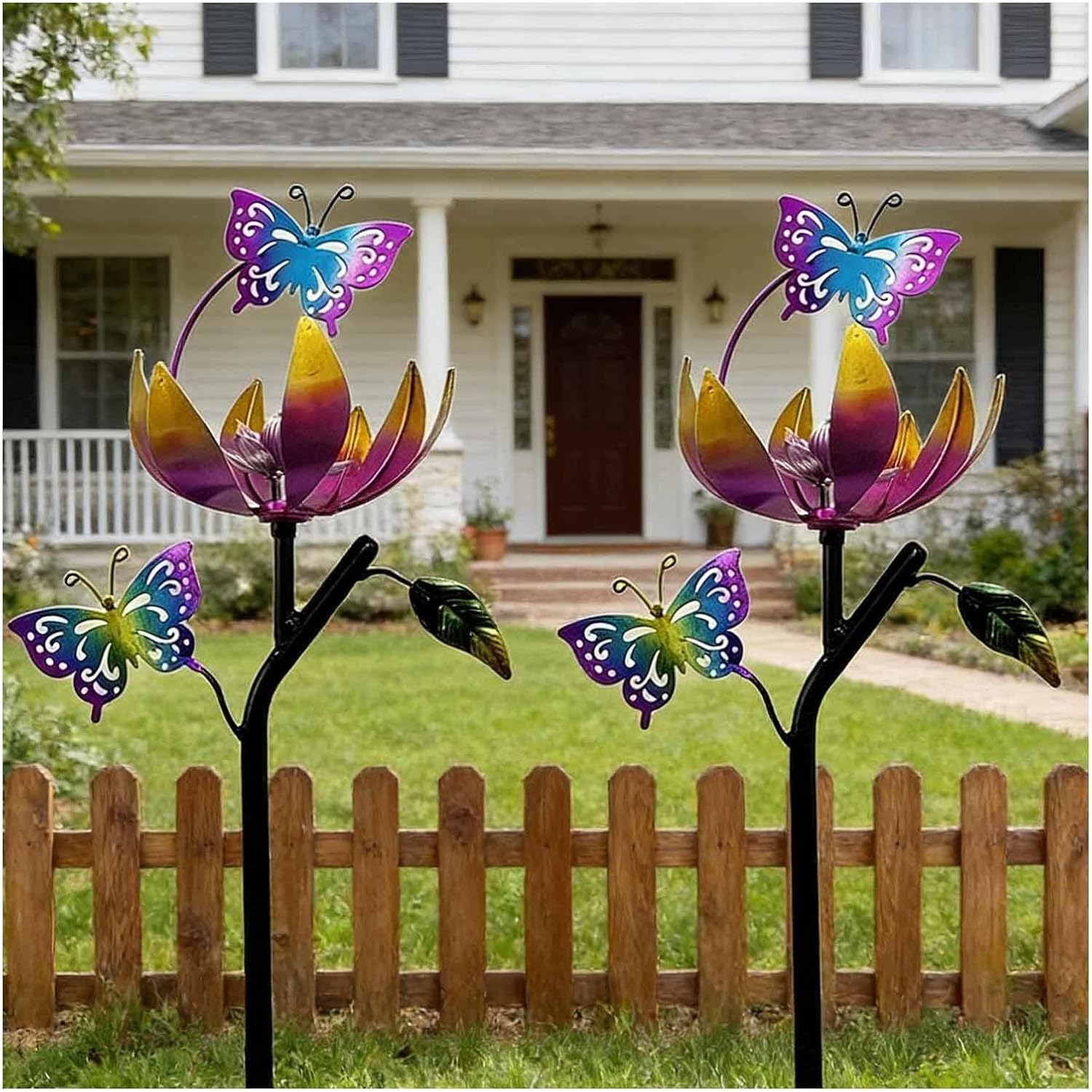 Yard Spinners, 117cm/46inch Backyard Spinners Stainless Steel, Metal Yard Spinners for Yard, Garden, Lawn Decor,B（2Packs）