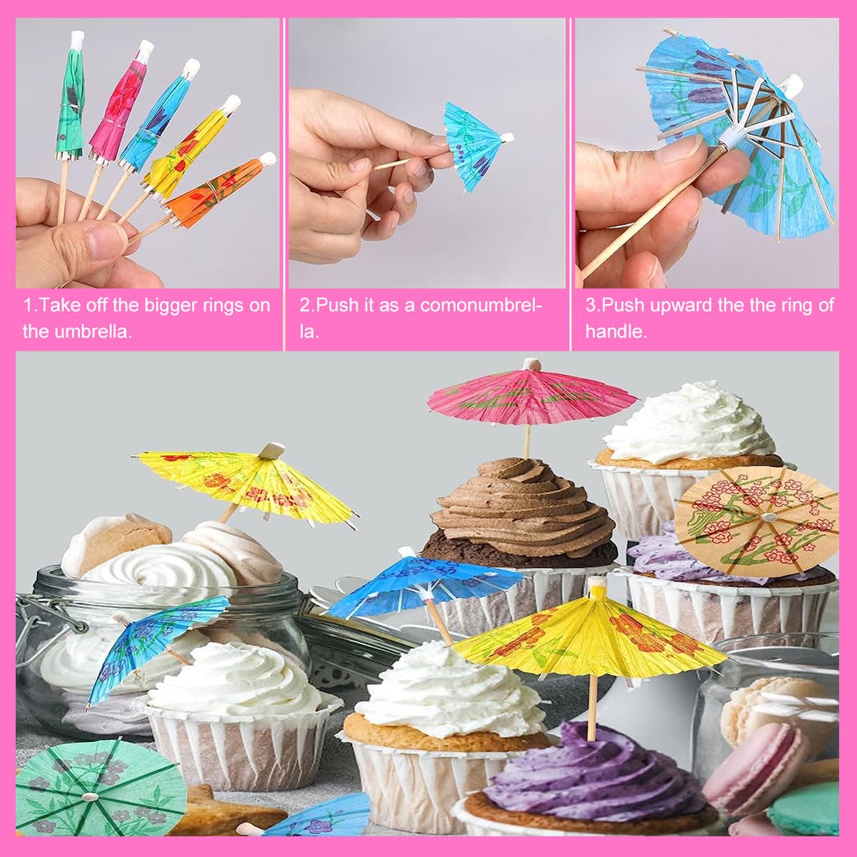 Sombrilla de Cóctel, 60pc Sombrilla de Cóctel de Papel Colorido, Sombrilla de Papel Colorida, Sombrilla de Bebida Tropical, Adecuado para Bodas, Fiestas, Bebidas, Frutas, Pasteles, Etc
