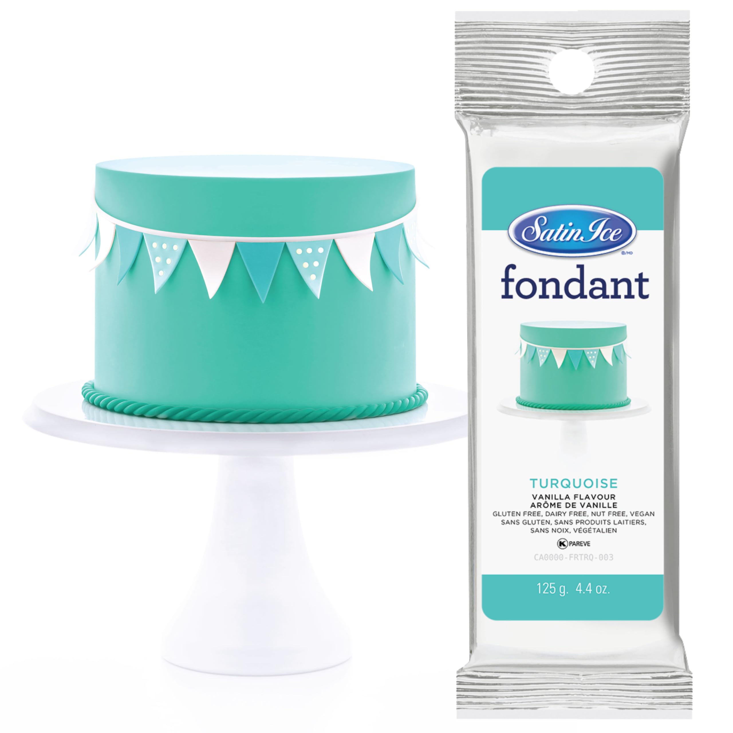 Satin Ice Turquoise Fondant, Vanilla, 4.4 Ounces