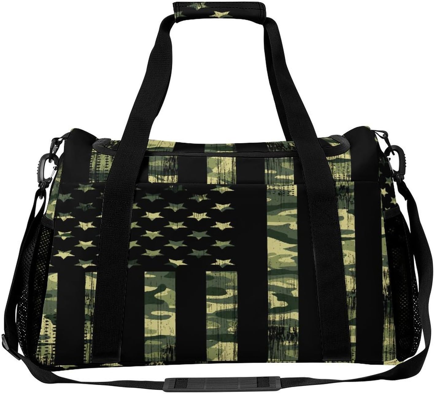 American Flag Camouflage Personal Item Bag Travel Duffel Bag Sports Tote Gym Bag Luggage Duffle for Women Men