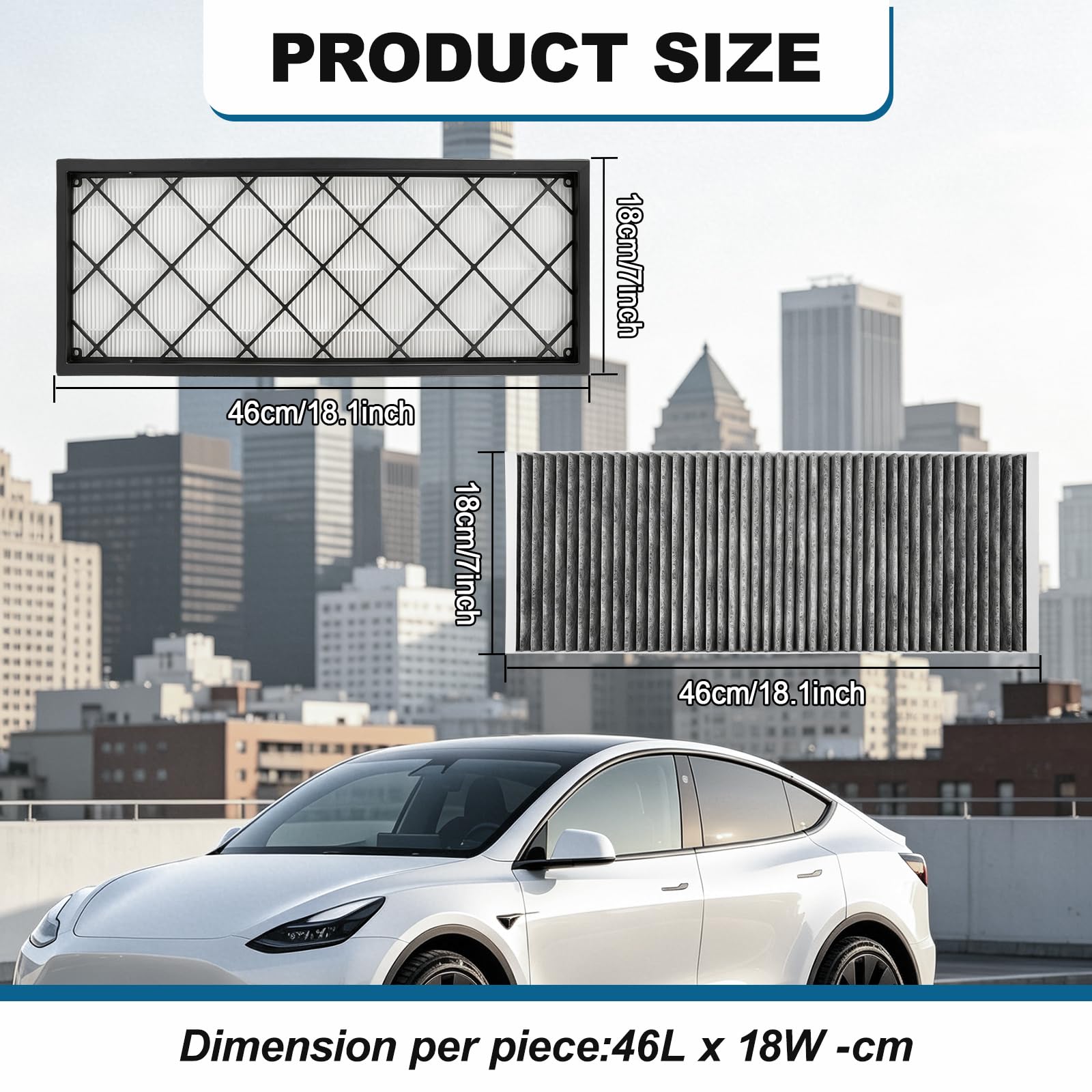 HEPA Aktivkohlefilter Kompatibel mit Tesla Model Y 2020-2026 und Juniper | Luftfilter Set für Klimaanlage und Vorderen Lufteinlass, Innenraumfilter Ersatzfilter (4er Pack)