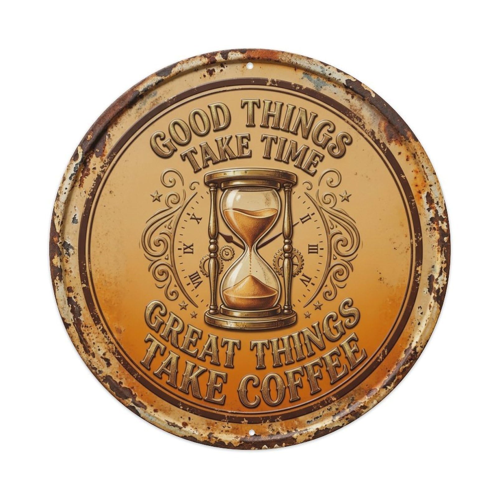 Hourglass Patience Livingroom Vintage Metal Tin Sign Plaque Wall Decor for Cafe, Club Bar, Office, Garden Metal Poster 8x8Inch