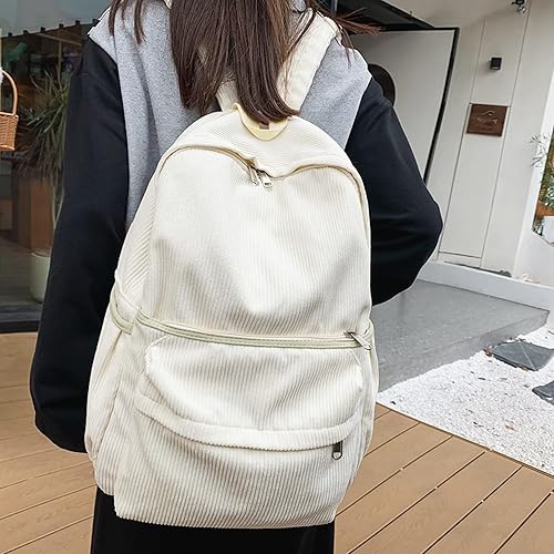 Vista 22 de Lobagve Mochila de pana grande para universidad, mochila casual para computadora portátil, mochila de viaje para mujeres y hombres, verde 7490