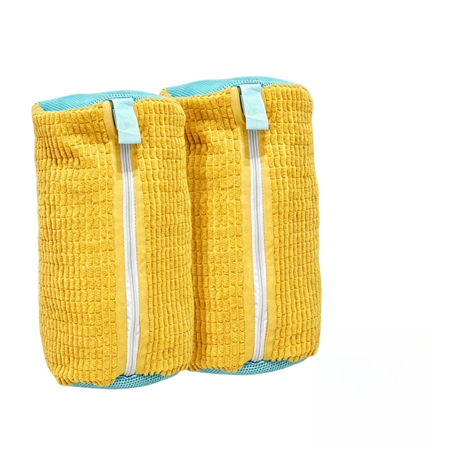 2PCS Shoe Washing Machine Bag for Washing Machine, Reusable & Durable Trainer Sneaker Laundry Shoes Cleaning Bag, Trainers Wash Bag, 39 x19 cm (Yellow)