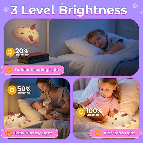 Miniatura 4 de Luz nocturna de dragón de leche para niños, bonita lámpara de dinosaurio regalos para niños y niñas, lámpara de noche magnética de silicona