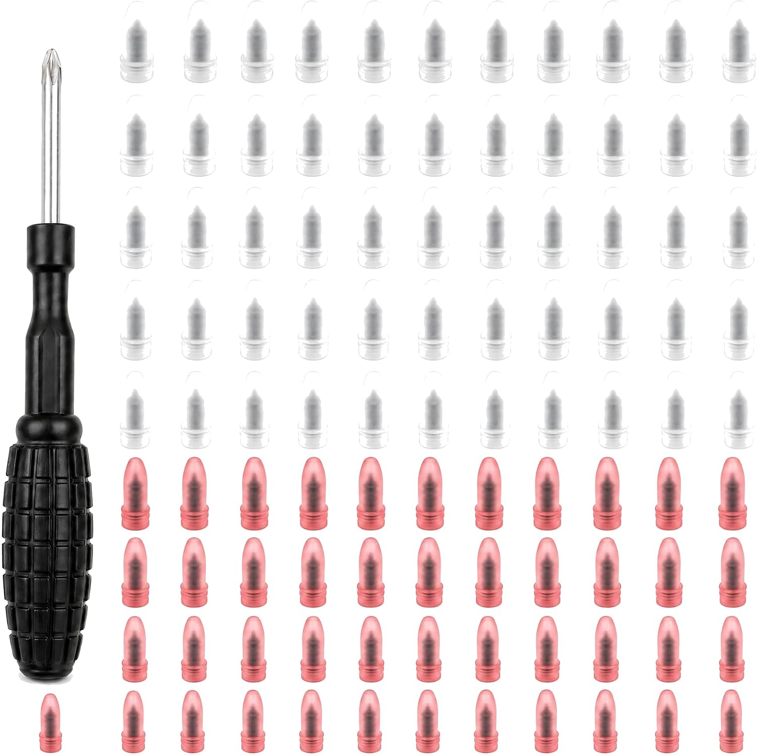 100PCS Tire Repair Nail Kit, Mushroom Tire Plug Rubber Screws with Screwdriver, Tubeless Tire Repair Kit Vacuum Tire Repair Nails for Car Motorcycle Truck Bike Emergency Puncture Repair