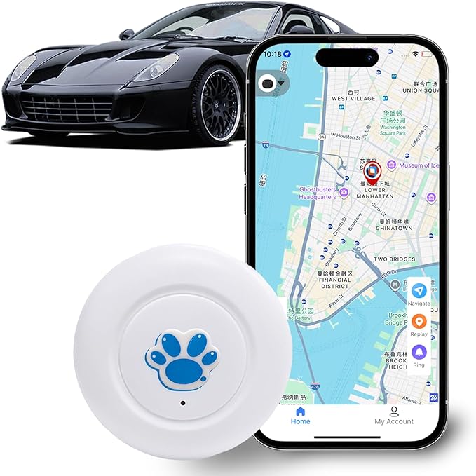 GPS Tracker for Vehicles, Pets & Valuables –– Lightweight, Waterproof, Long Battery Life – Compatible with iOS & Android
