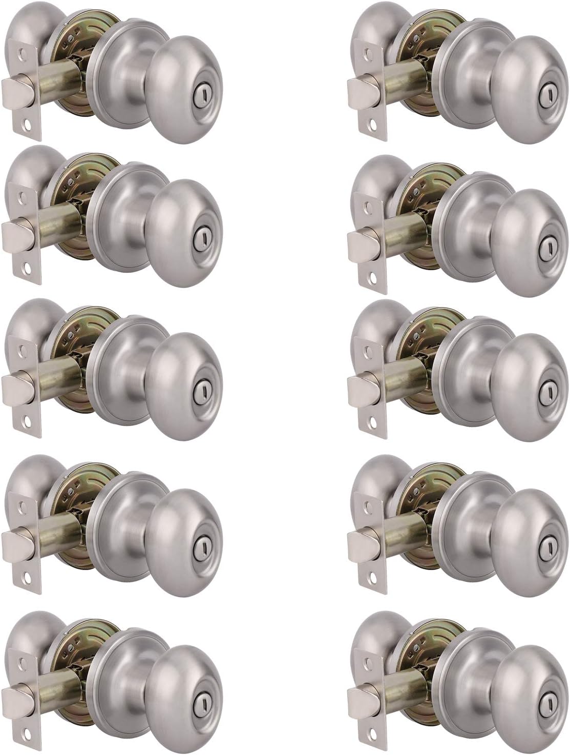 Exclusive Discount 50% Price knobelite Satin Nickel Door Knobs Egg Style, (10 Pack) Oval Shaped Keyless Door Handle Lock,for Bedroom Bathroom Commercial or Residential,Privacy Function-Locked Inside with Turn-Thumb for Security Buy 2 get 3 knobelite Satin Nickel Door Knobs Egg Style, (10 Pack) Oval Shaped Keyless Door Handle Lock,for Bedroom Bathroom Commercial or Residential,Privacy Function-Locked Inside with Turn-Thumb for Security