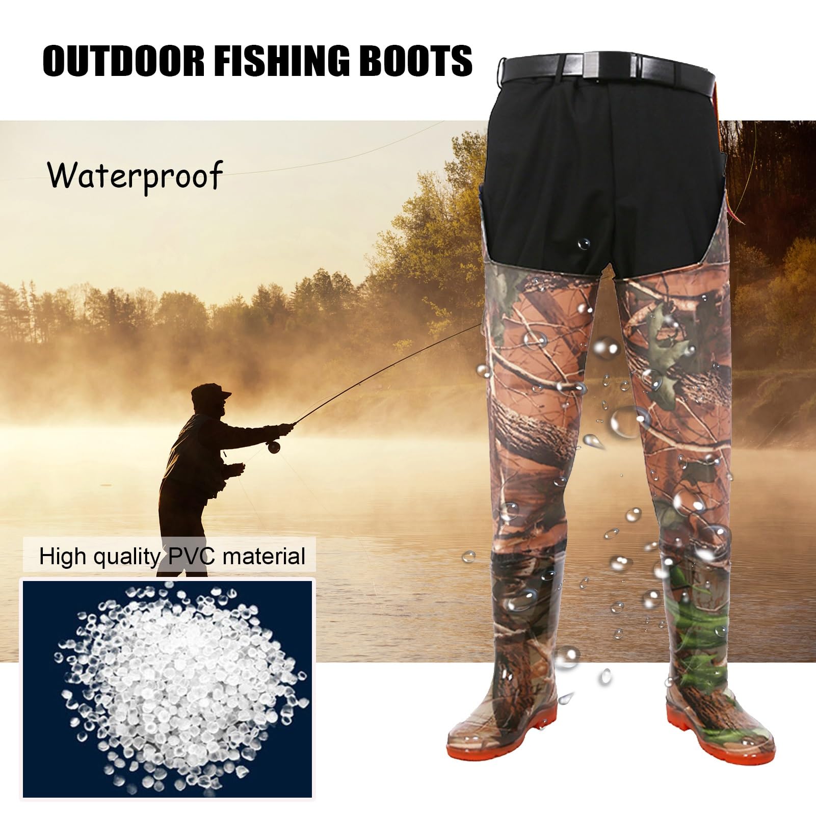 Trampolieri Stivali da Pesca 80cm Leggero Hip Waders PVC Impermeabile per Uomini Donne Wader All'aperto per Paludi/Torrenti/Terreni Agricoli