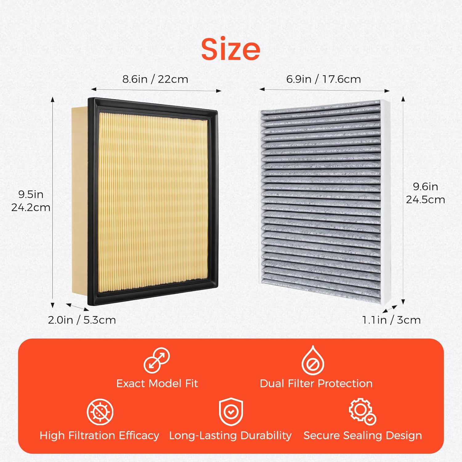 04861756AA 87139-0C010 Engine & Cabin Air Filter Kit Compatible with 2024 2025 Tacoma L4 2.4L Replacement for CF12964 CA10755 17801-31130 17801-0P051 17801-0P050 4861756AA