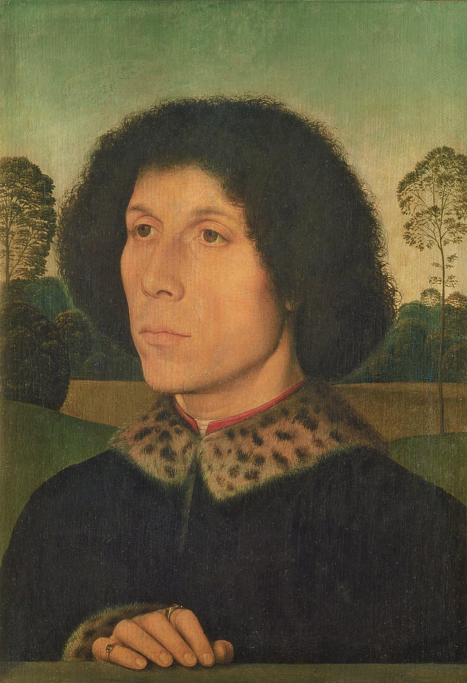 POSTERIIk Vintage Art Print Images Pictures Print Portrait of a Man Against a Landscape by Hans Memling Modern Colour Posters for Office Home Decor 60x90cm