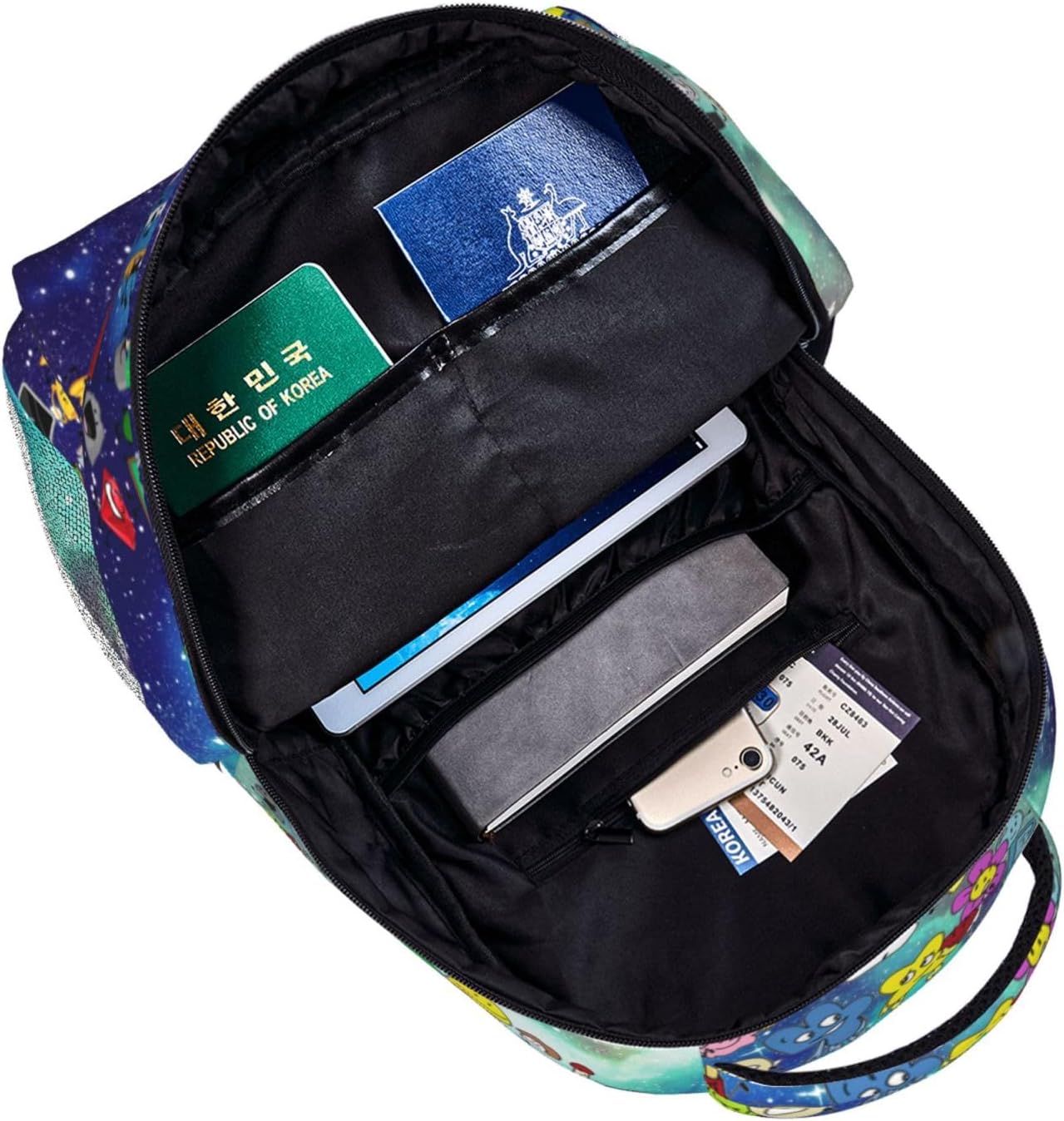 Lightweight Hiking Daypacks Backpack With Full Print, Adjustable Shoulder Straps, Black1