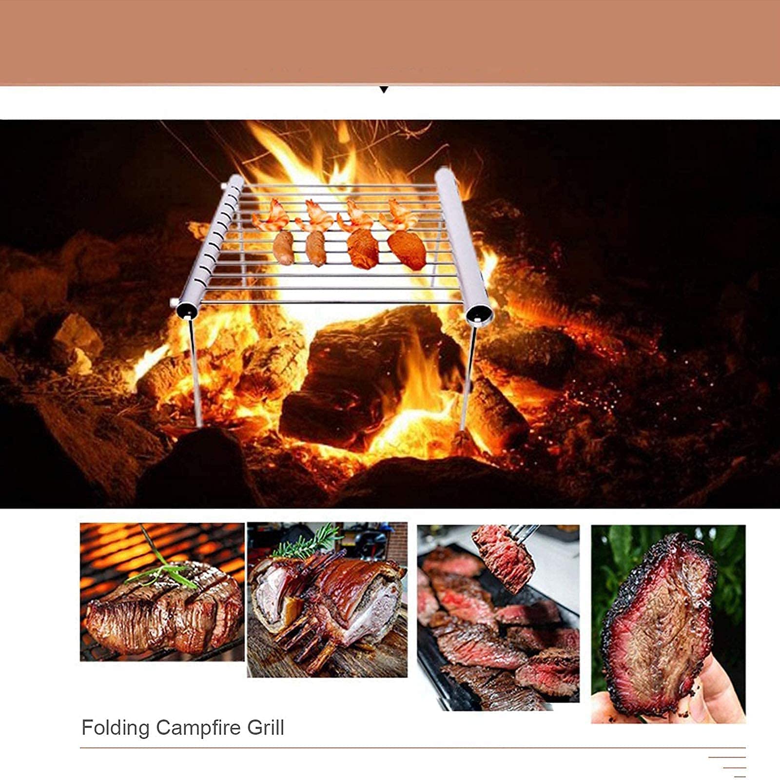 Ognisko na zewnątrz grill, składany przenośny grill kempingowy Mini ognisko ze stali nierdzewnej węgiel drzewny grill gazowy stojak na grilla na zewnątrz wielofunkcyjny grill