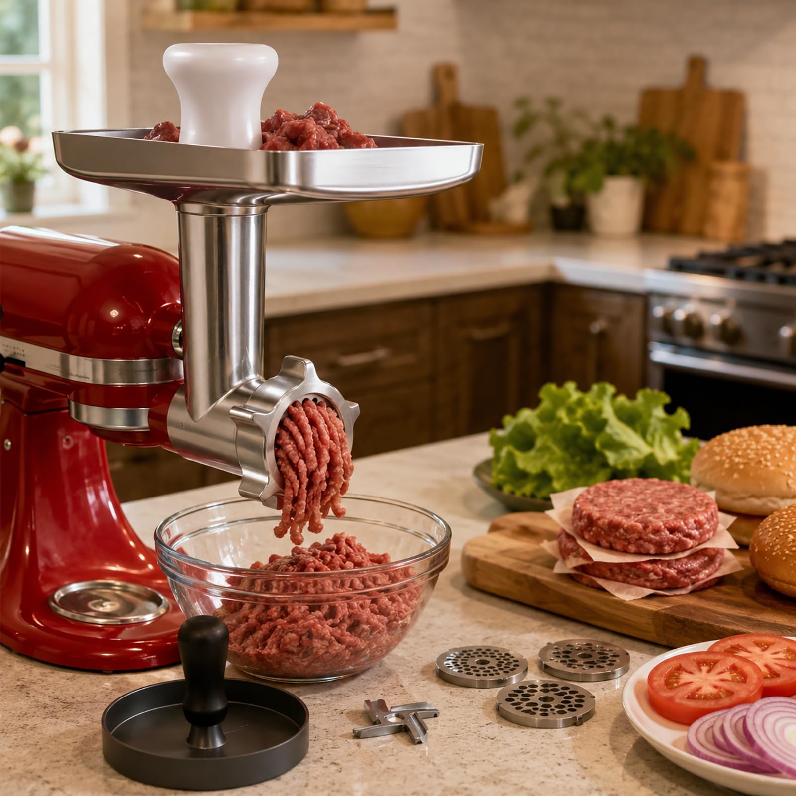 Set accessori per tritacarne e insaccatrice in metallo, accessorio da cucina per robot da cucina per la preparazione quotidiana della carne e tritare a casa Accessorio per tritacarne per mixer