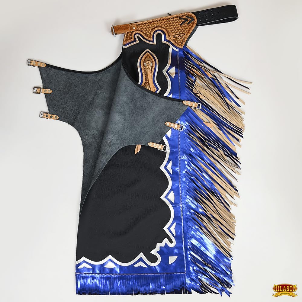 HILASON Western Horse Bull Riding Genuine Leather Rodeo Chaps | for Men and Women Unisex