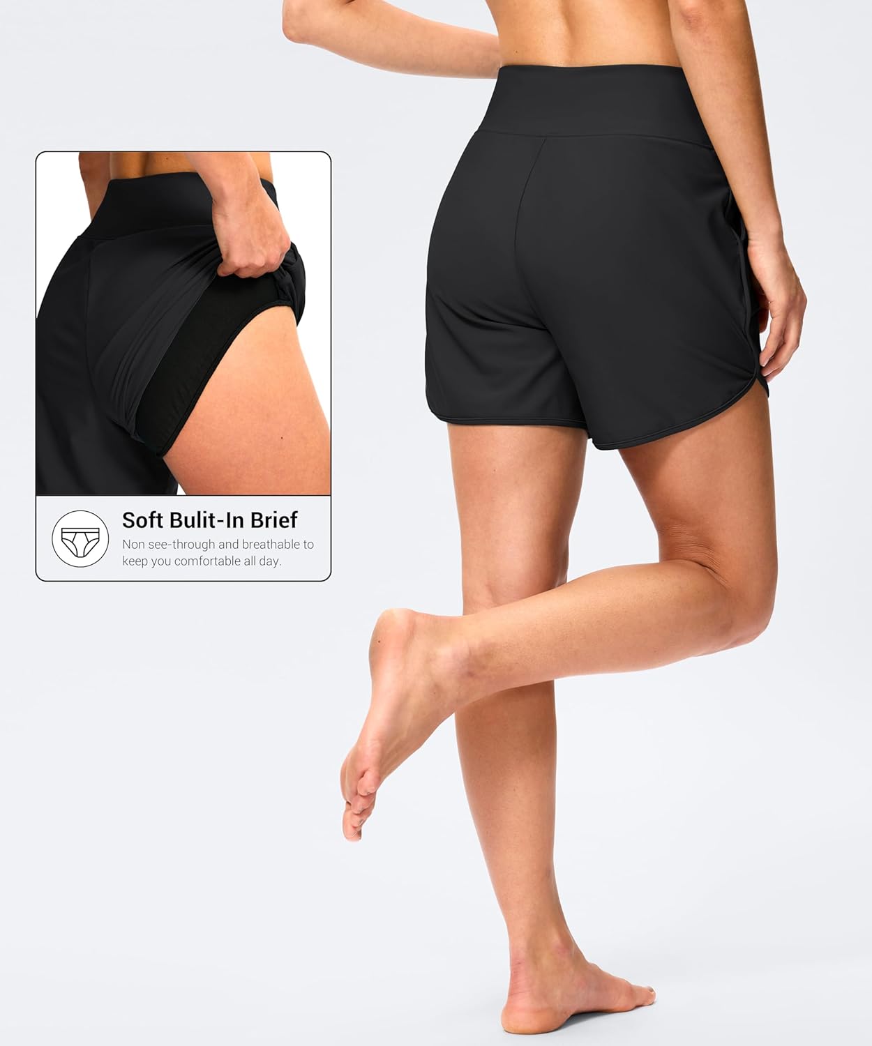 G Gradual Women's 5" Swim Board Shorts High Waisted Quick Dry Swimming Bathing Suit Bottoms for Women with Liner Pockets - Image 3