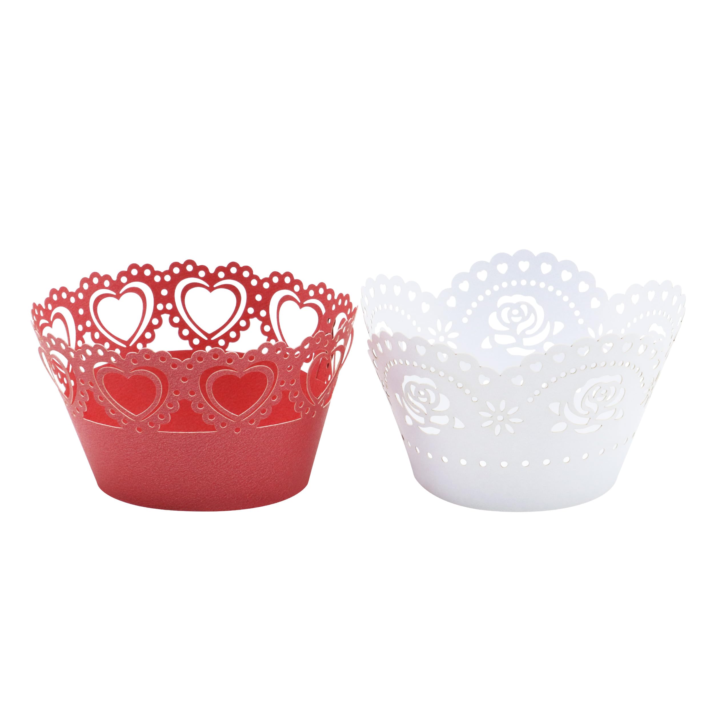 PME Cake Valentine Cupcake Wrappers | Vintage Lace Love Hearts (Pack of 12)