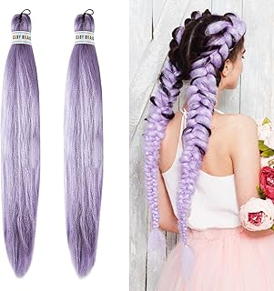 MAQIHAN 2 Pack Jumbo Braiding Hair - 24Inch Light Purple Braiding Hair Synthetic Hair Extensions Rainbow High Temperature Synthetic Wedding Makeup Styling