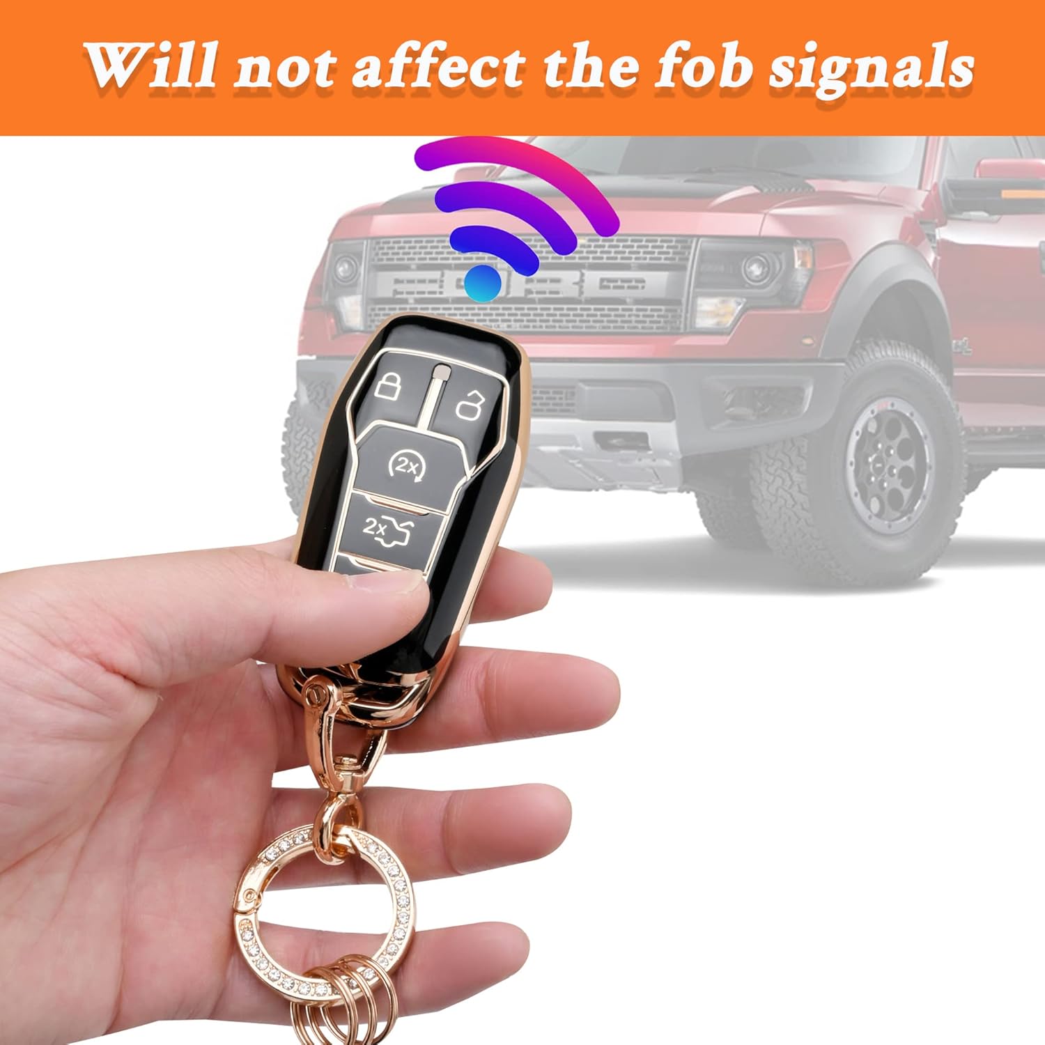 for Ford Key Fob Cover - Soft TPU Key Fob Case Shell Cover Holder Protector for Ford Edge Fusion Explorer Mustang Lincoln MKZ MKC MKX Smart Keyless Remote(Red - Image 8