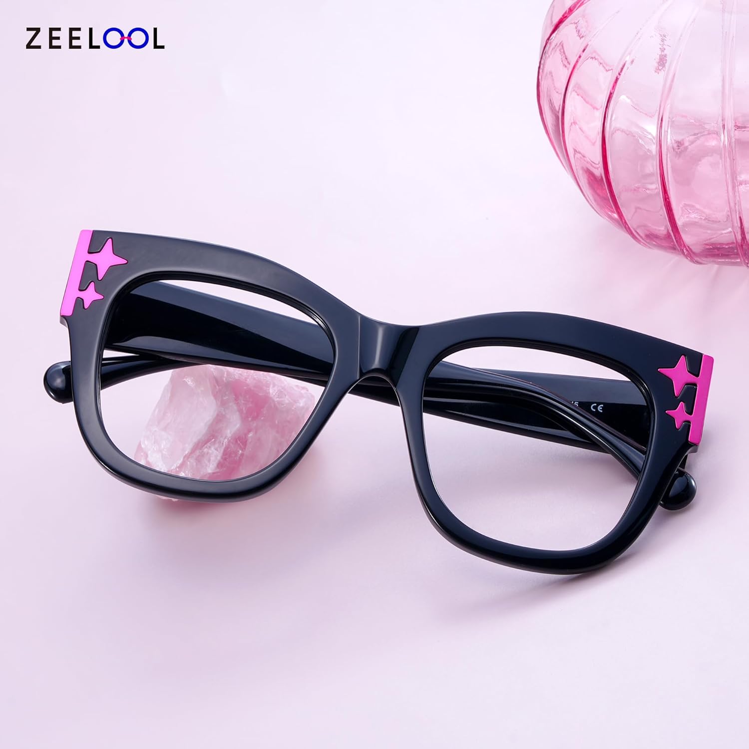 Zeelool Oversized Square Blue Light Glasses Acetate Frame for Women with Star ZJGA151789 Minfia - Image 4