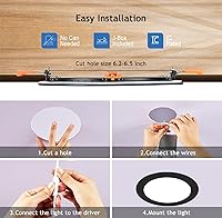 Vista 8 de CycevSun Luces empotrables negras sin lata de 6 pulgadas, iluminación exterior de soffito, regulables y 3000 K, 4000 K, 5000 K, seleccionables, 12