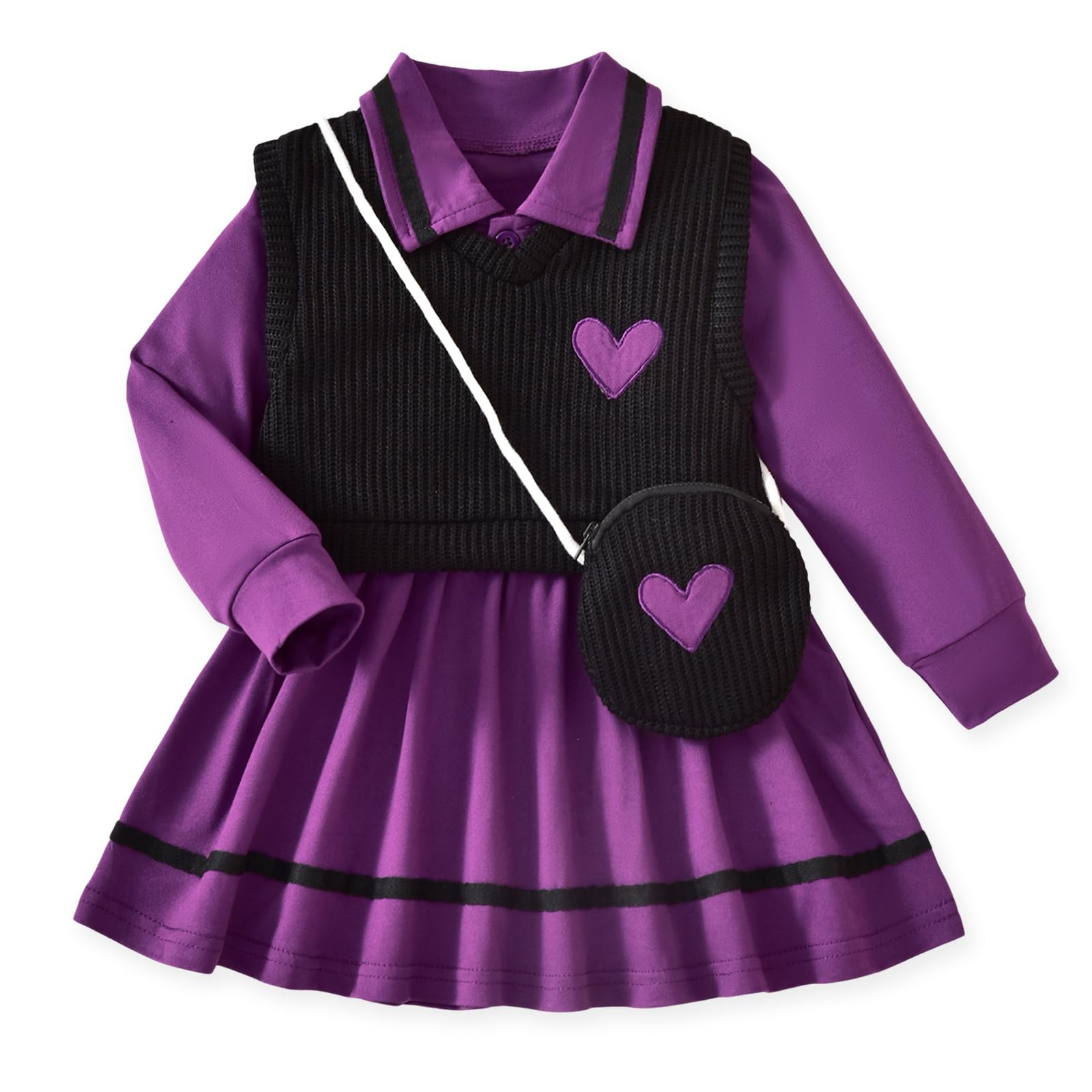 HINTINA Toddler Girl Uniform Dress Picture Day Outfits for School 18M-7Y