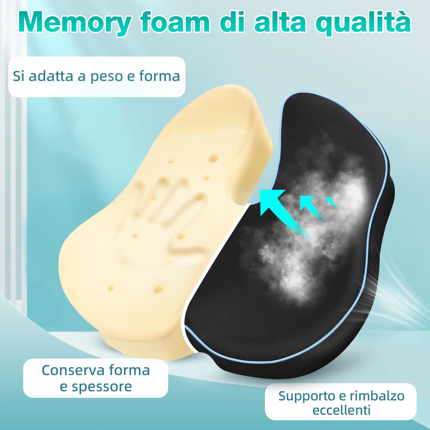 POOTACK Cuscino Sedia Ufficio, Auto e Rotelle