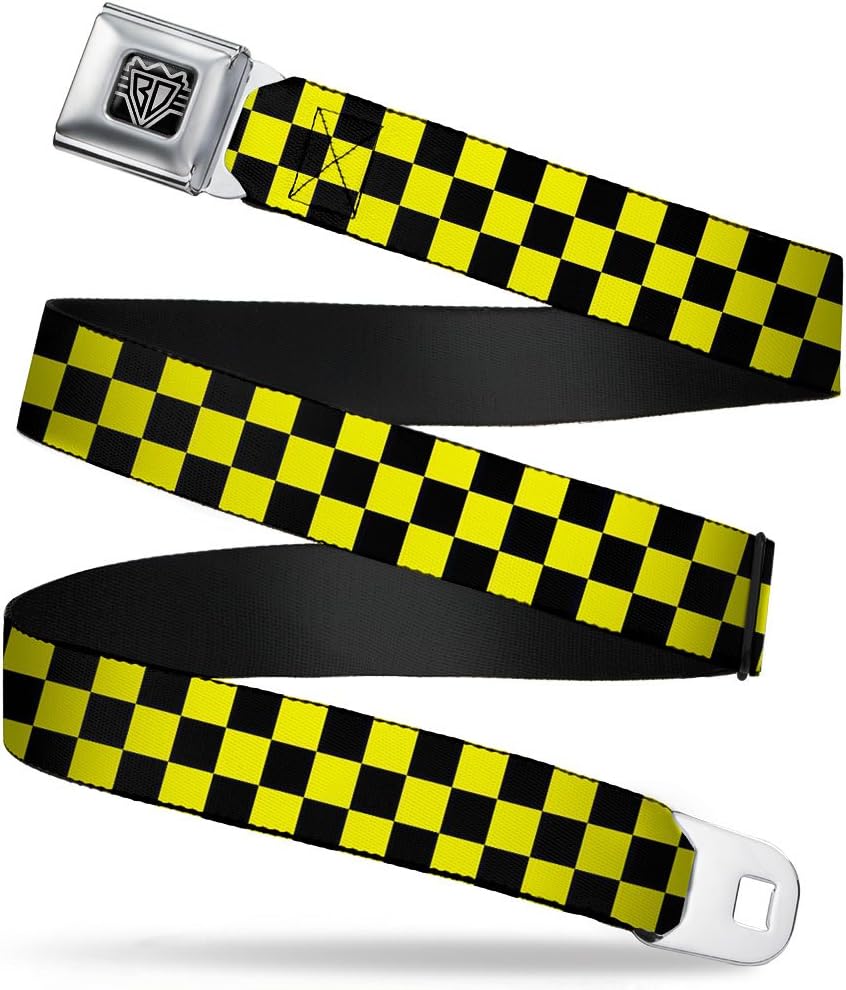 Buckle-Down Seatbelt Belt - Checker Black/Neon Yellow