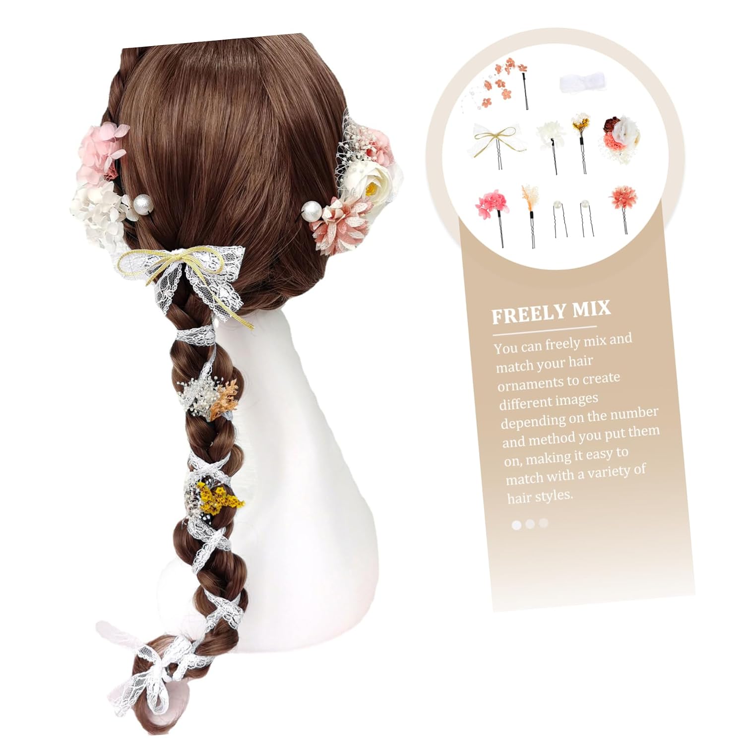 Lolita Headband Pink Fabric Lace Pearl Halloween Season Festival image 5