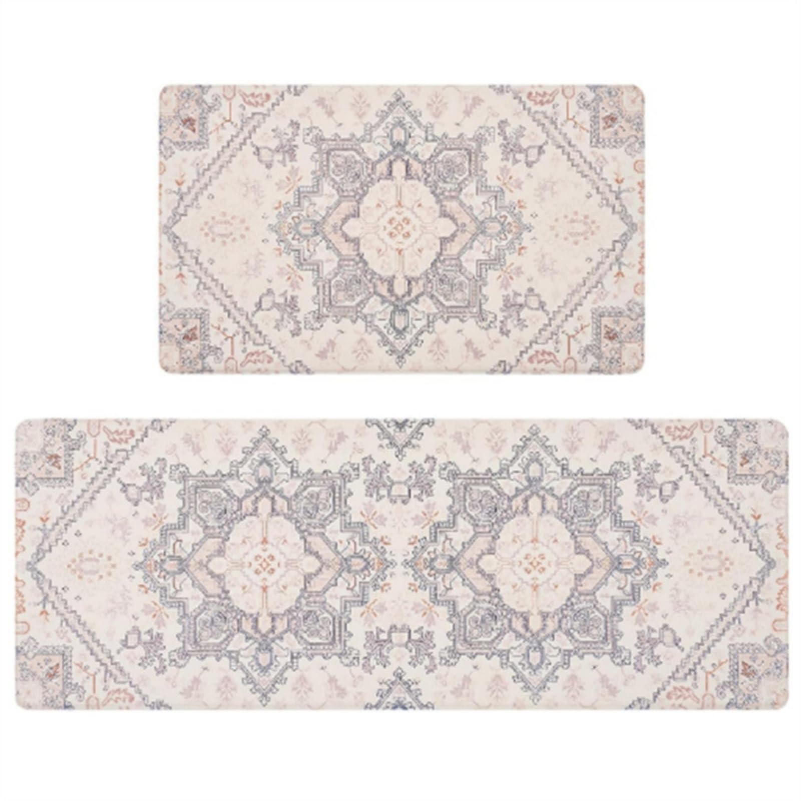 Tappeto Cucina 40X60Cm+40X120Cm Grigio Rosa Tappeto Cucina Antiscivolo Lavabile Set Di 2 Pezzi,Tappetino Multiuso In Pelle,Comodità E Resistente,Per Ingresso,Camera,Bagno