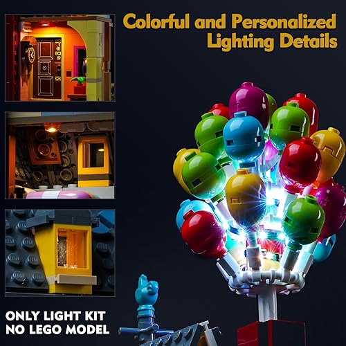 Miniatura 2 de VONADO Kit de luces LED compatible con Lego 43217 Up House (sin modelo), detección de iluminación colorida compatible con Lego 43217 juego de