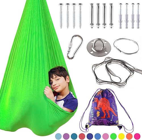 Columpio sensorial de terapia interior para niños, necesidades especiales, columpios de techo para acurrucarse, hamaca de tela ajustable para