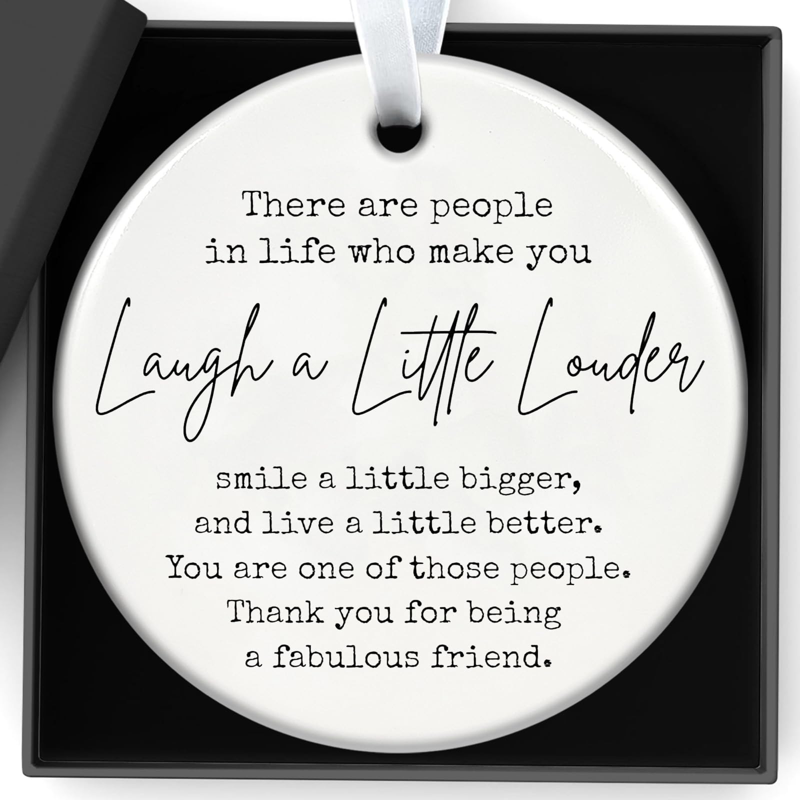 Yunlijia Women's White Friendship Gifts For For Happy Mothers Birthday Gift Round Ceramic Pendant To Colleagues, Teachers,Wives,Friend Sisters Hanging On Trees, Walls Or Doors