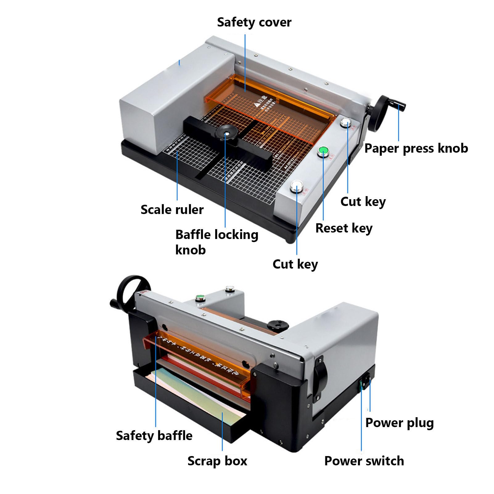 Taglierina elettrica per Carta, taglierina Automatica per Carta, Spessore di Taglio 40 mm, Macchina da Taglio per Carta da Tavolo, taglierina per Carta Industriale Resistente, per Ufficio